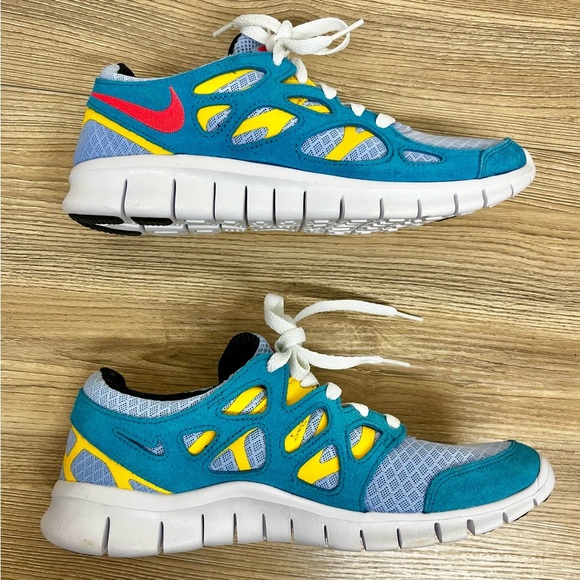 Nike Free Run 2 Cyber Teal Aluminum Bright Crimson Men’s Size 7.5 / Women’s 9 - Picture 3 of 10